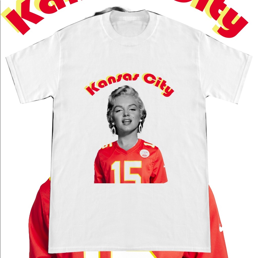 Vintage Script Marilyn Monroe Wearing Patrick Mahomes Kansas City Chiefs Jersey